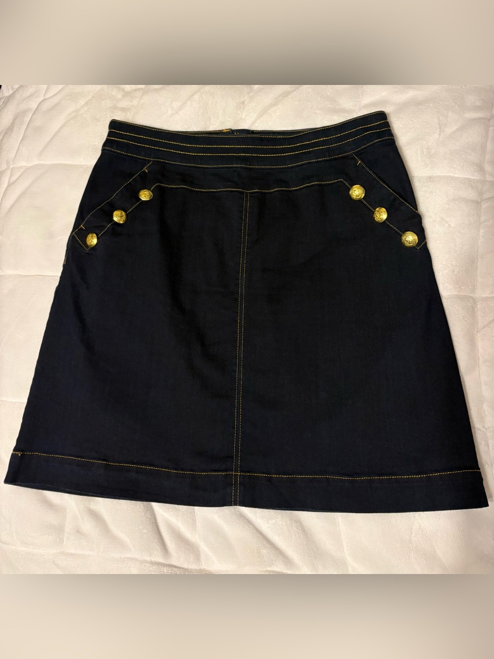 Inc International Concepts Women's Denim Skirt w/ Button Accents Sz 12
